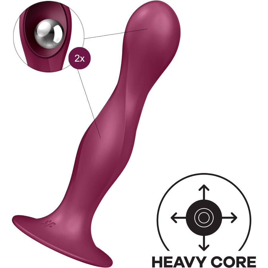 SATISFYER - GODEMICHET DOUBLE BOULE EN SILICONE GRENAT