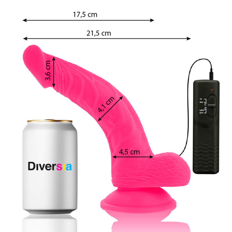 DIVERSIA - GODEMICHET VIBRANT FLEXIBLE ROSE 21.5 CM -O- 4.5 CM