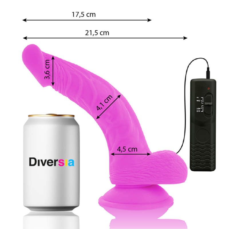 DIVERSIA - DILDO VIBRANT FLEXIBLE VIOLET 21.5 CM -Ø- 4.5 CM