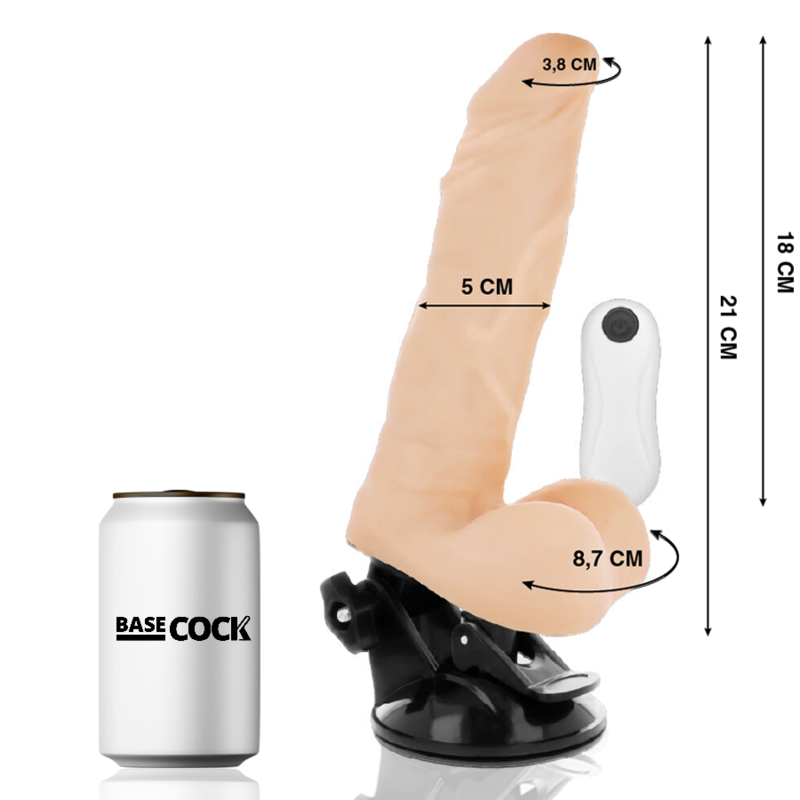 BASECOCK - VIBRATEUR RÉALISTE ARTICULÉ TÉLÉCOMMANDE NATUREL 21 CM -O- 5 CM