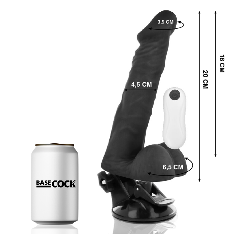 BASECOCK - VIBROMASSEUR RÉALISTE ARTICULÉ TÉLÉCOMMANDE NATUREL 20 CM -OU- 4.5 CM