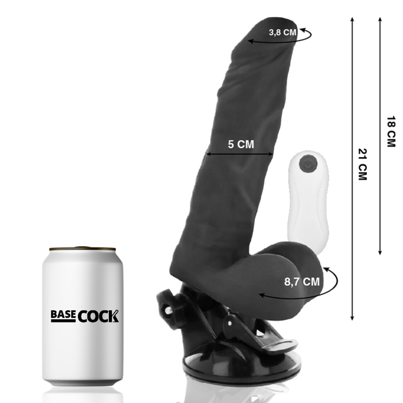 BASECOCK - VIBRATEUR RÉALISTE ARTICULÉ TÉLÉCOMMANDE NATUREL 21 CM -O- 5 CM