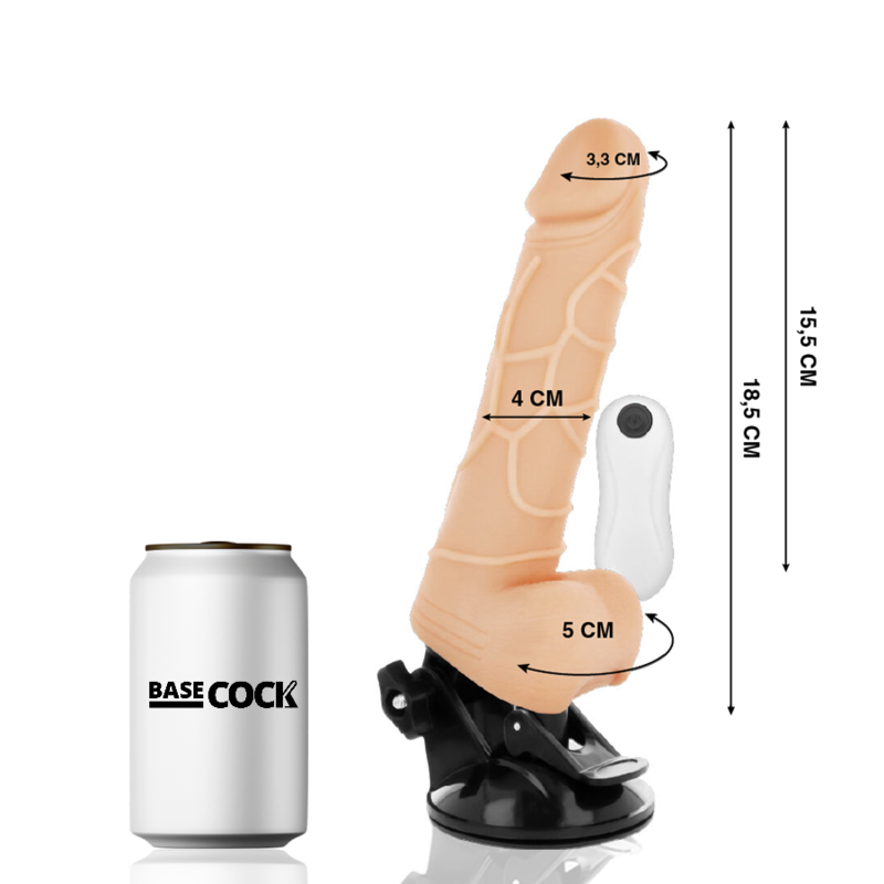 BASECOCK - VIBRATEUR REALISTE TÉLÉCOMMANDE NATUREL 18,5 CM -O- 4CM