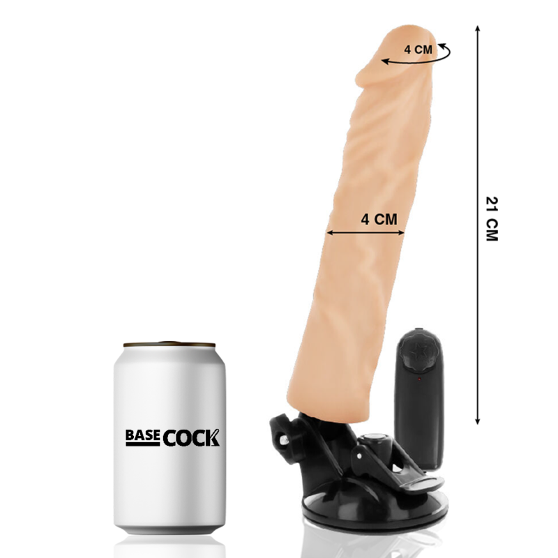 BASECOCK - VIBRATEUR RÉALISTE TÉLÉCOMMANDÉ NATUREL 21 CM -O- 4 CM