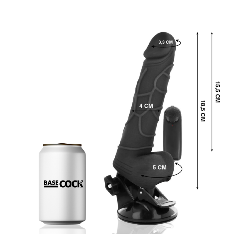 BASECOCK - VIBRATEUR REALISTE TÉLÉCOMMANDE NATUREL 18,5 CM -O- 4CM