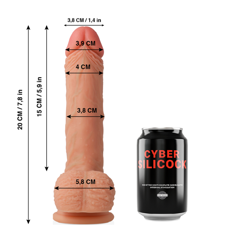 CYBER SILICOCK - FREEMAN ULTRA RÉALISTE. SILICONE LIQUIDE DOUCE 20 CM -O- 3.8 CM