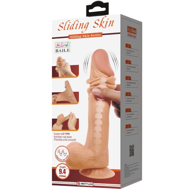 PRETTY LOVE - SÉRIE SLIDING SKIN DILDO RÉALISTE AVEC PEAU GLISSANTE TÉLÉCOMMANDE SAUNA CHAIR 24 CM