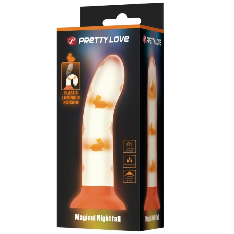 PRETTY LOVE - DILDO DE NUIT MAGIQUE SANS VIBRATION ORANGE FLUORESCENT