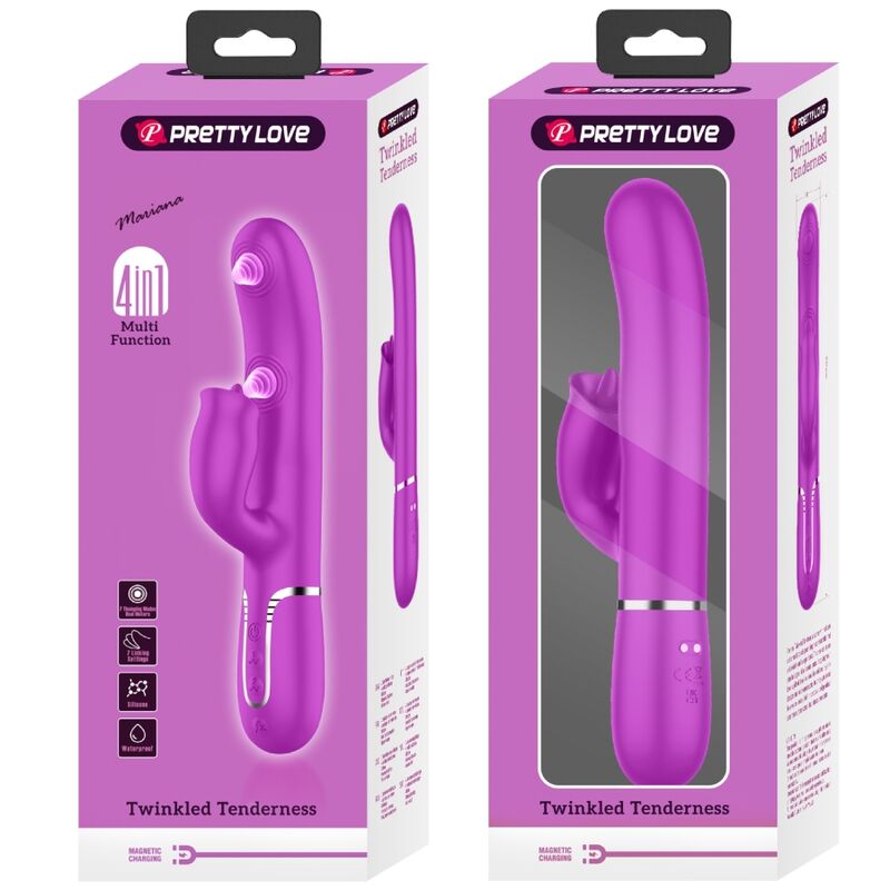 PRETTY LOVE - VIBROMASSEUR LAPIN AVEC LANGUETTE FUCHSIA