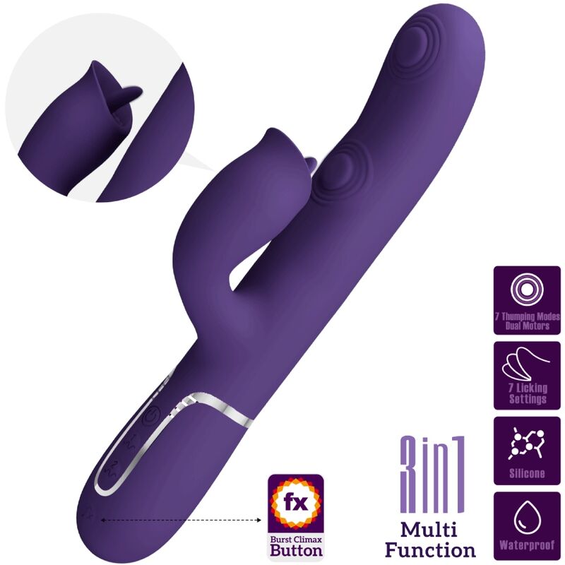 PRETTY LOVE - VIBROMASSEUR LAPIN AVEC LÉCHAGES VIOLETS