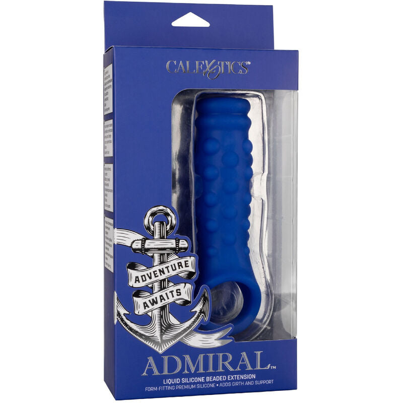 CALEXOTICS - GAINE PÉNIS ADMIRAL AVEC PERLES, SILICONE LIQUIDE BLEU