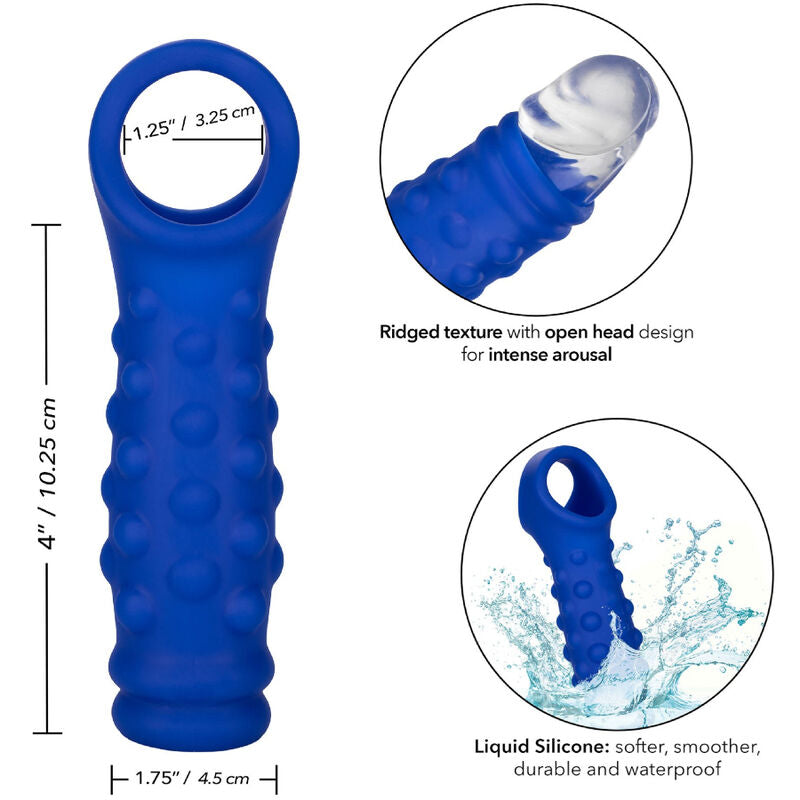 CALEXOTICS - GAINE PÉNIS ADMIRAL AVEC PERLES, SILICONE LIQUIDE BLEU