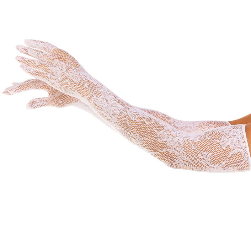 LEG AVENUE - GANTS RÉSILLE FLEURIE BLANC