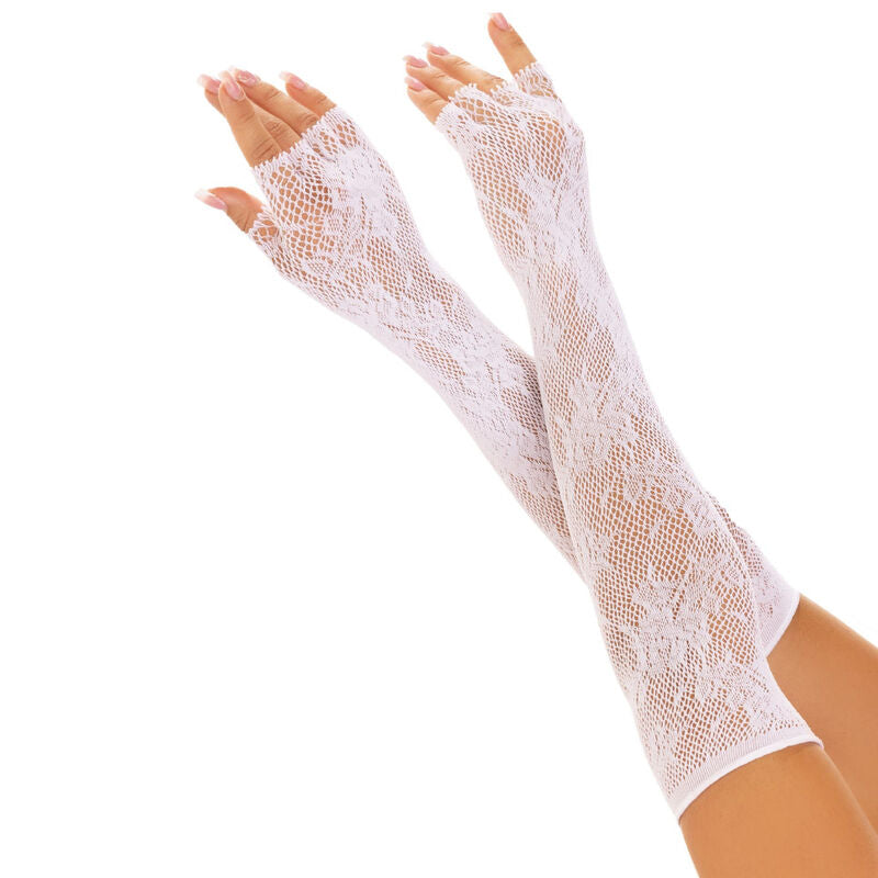 LEG AVENUE - MITAINES ROUGE FLEURI BLANC