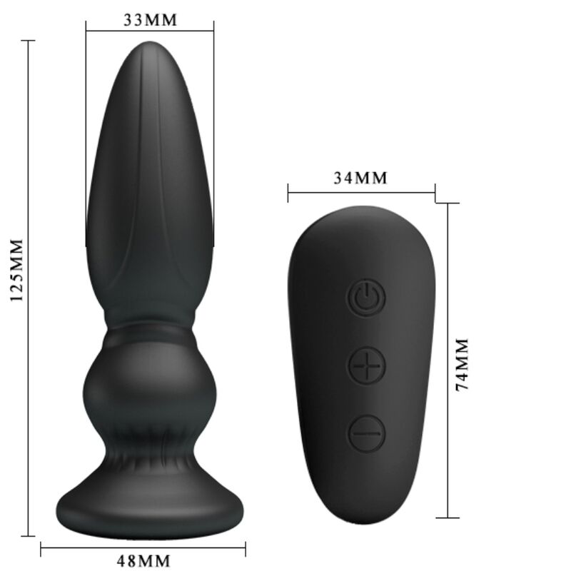 MR PLAY - VIBRATEUR PUISSANT AVEC TÉLÉCOMMANDE, PLUG ANAL, NOIR