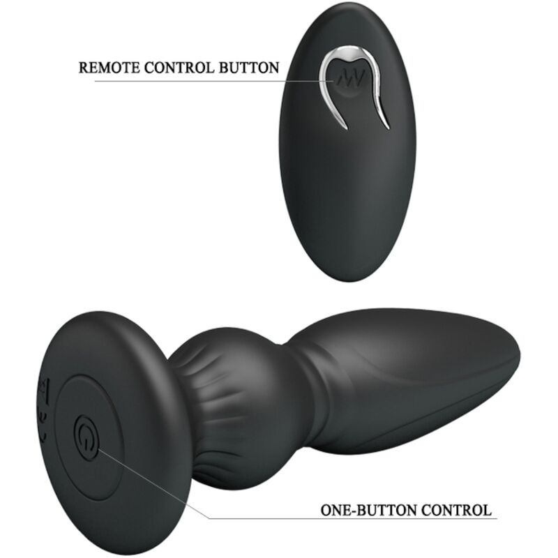 MR PLAY - VIBRATEUR PUISSANT AVEC TÉLÉCOMMANDE, PLUG ANAL, NOIR