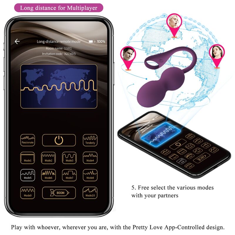 PRETTY LOVE - ELVIRA BOULES DE GYNÉCOLOGIE TÉLÉCOMMANDE APP VIOLET