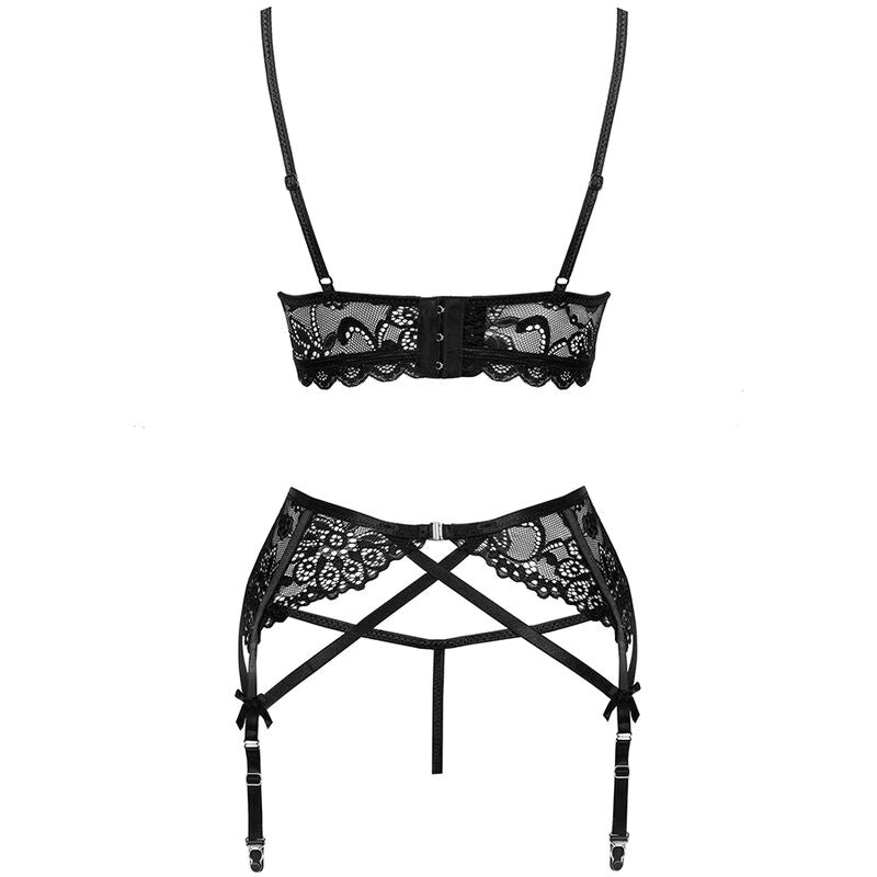LIVCO CORSETTI FASHION - MORIDAM LC 90552 SOUTIEN-GORGE + PORTE-JARRETELLES + CULOTTE NOIR