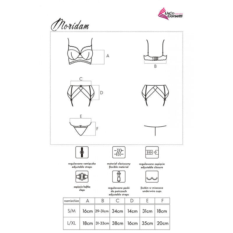 LIVCO CORSETTI FASHION - MORIDAM LC 90552 SOUTIEN-GORGE + PORTE-JARRETELLES + CULOTTE NOIR