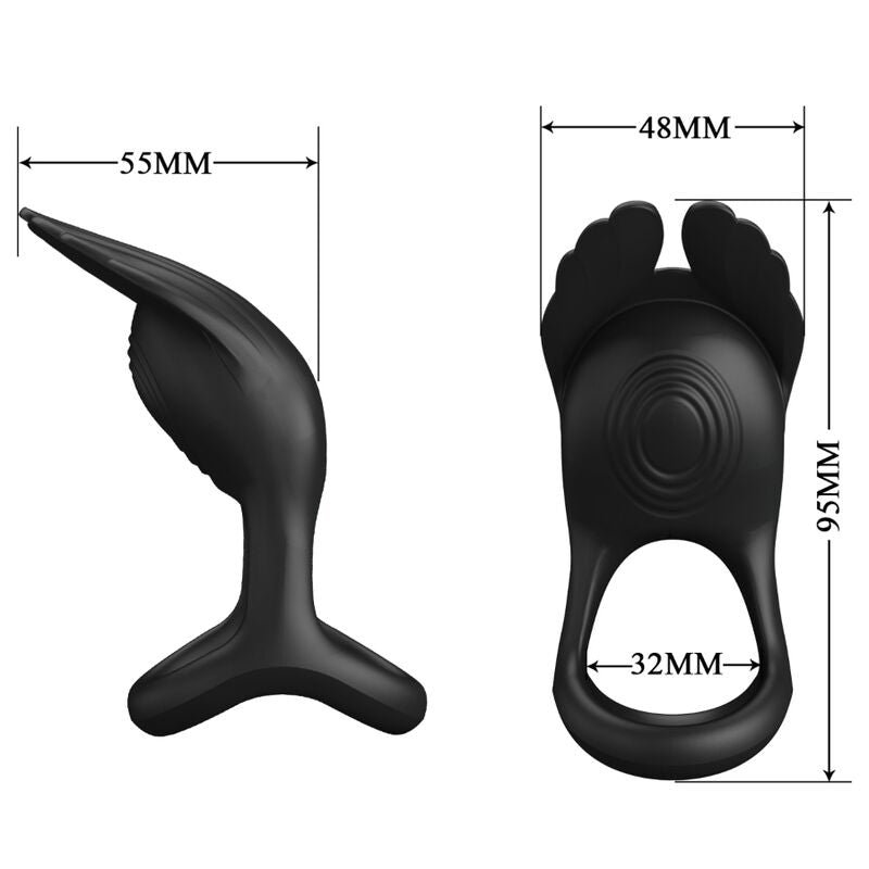 PRETTY LOVE - ANNEAU PÉNIS VIBRANT SILAS 7 VIBRATIONS SILICONE NOIR