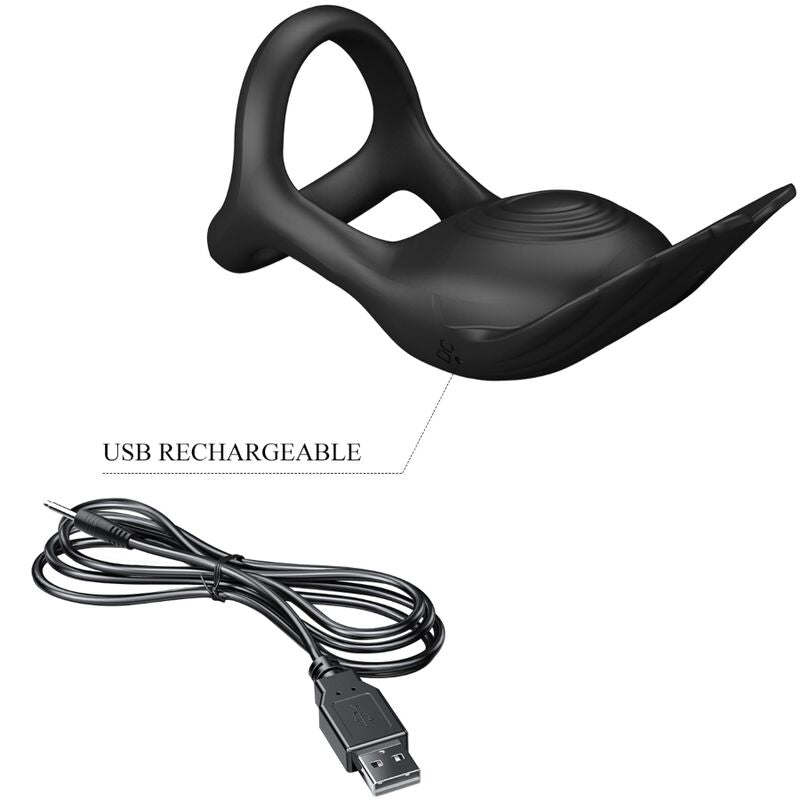 PRETTY LOVE - ANNEAU PÉNIS VIBRANT SILAS 7 VIBRATIONS SILICONE NOIR
