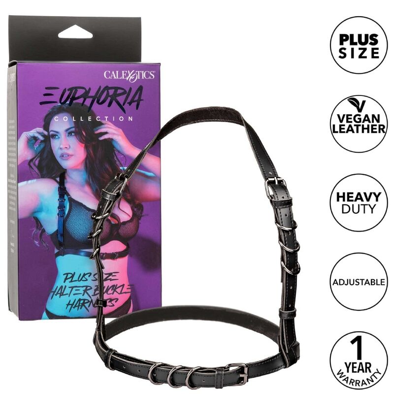 CALEXOTICS - EUPHORIA PLUS SIZE HARNAIS HALTER BOUCLE NOIR