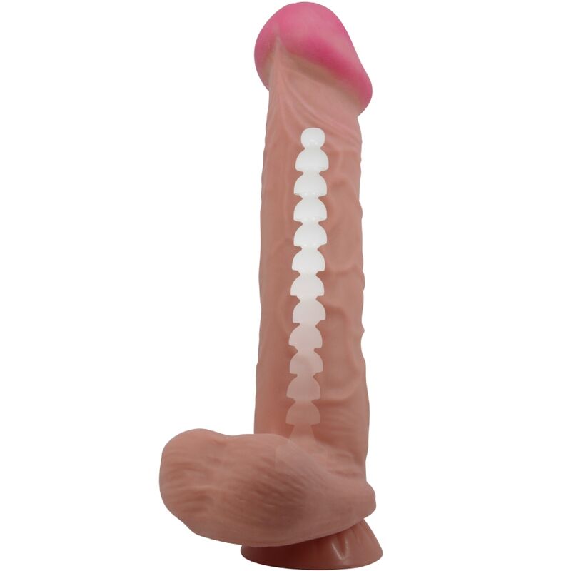 PRETTY LOVE - SLIDING SKIN SERIES GODEMICHET RÉALISTE AVEC VENTOUSE EFFET PEAU GLISSANTE MARRON 26 CM