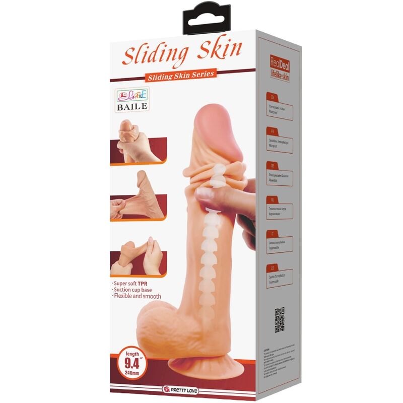 PRETTY LOVE - SÉRIE SLIDING SKIN DILDO RÉALISTE AVEC VENTOUSE SLIDING SKIN 24 CM