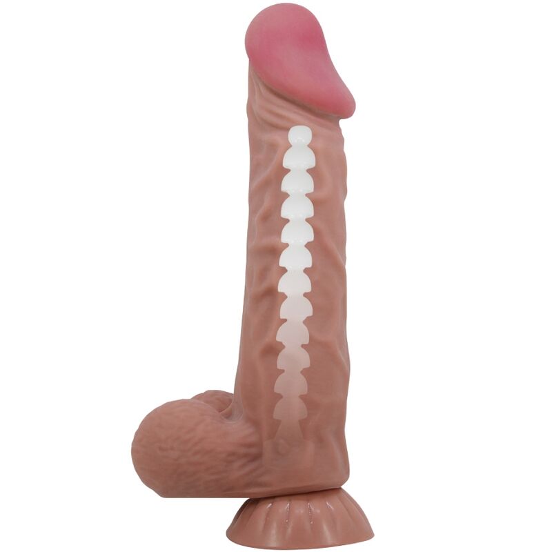 PRETTY LOVE - DILDO RÉALISTE SÉRIE SLIDING SKIN AVEC VENTOUSE SLIDING SKIN MARRON 24 CM