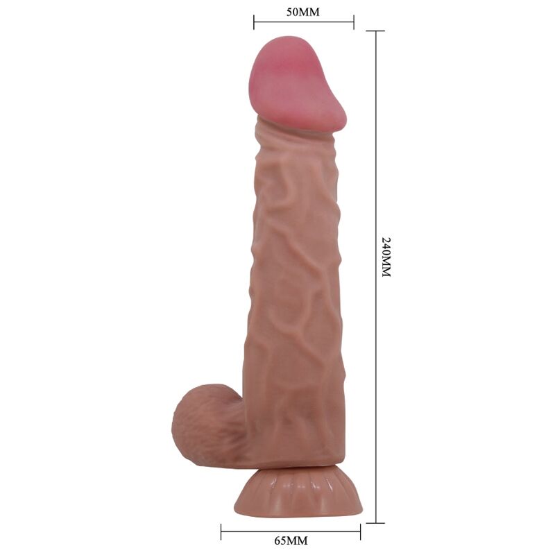 PRETTY LOVE - DILDO RÉALISTE SÉRIE SLIDING SKIN AVEC VENTOUSE SLIDING SKIN MARRON 24 CM
