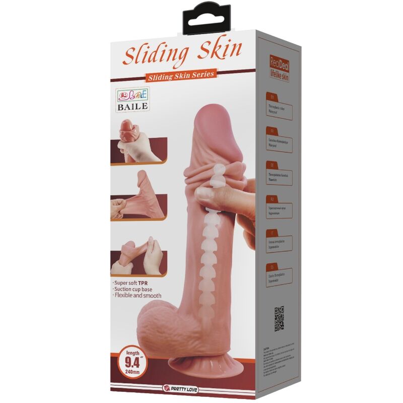 PRETTY LOVE - DILDO RÉALISTE SÉRIE SLIDING SKIN AVEC VENTOUSE SLIDING SKIN MARRON 24 CM