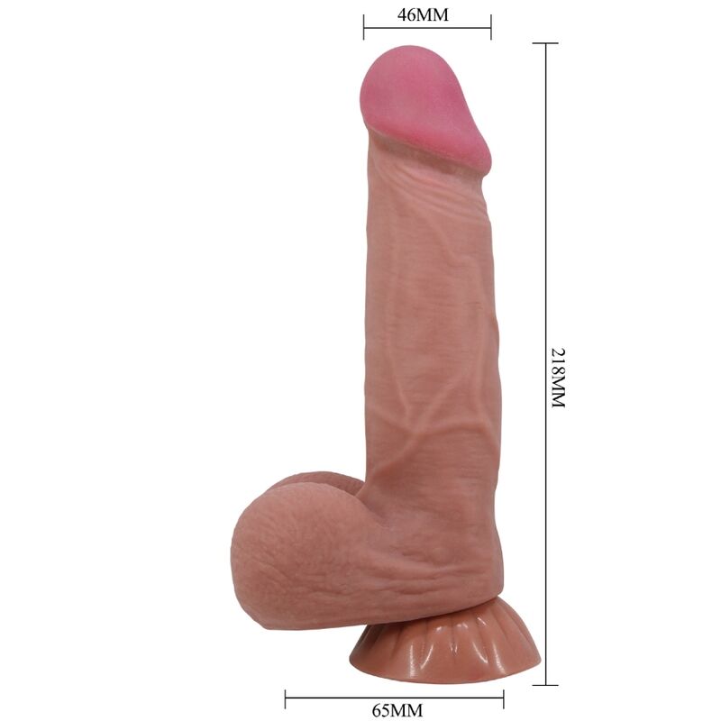 PRETTY LOVE - SÉRIE SLIDING SKIN DILDO RÉALISTE AVEC PEAU GLISSANTE MARRON À VENTOUSE 21,8 CM