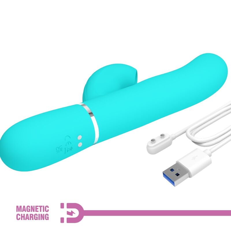 PRETTY LOVE - VIBROMASSEUR 3-EN-1 MULTIFONCTION POINT G PERLITA VERT AQUEUX