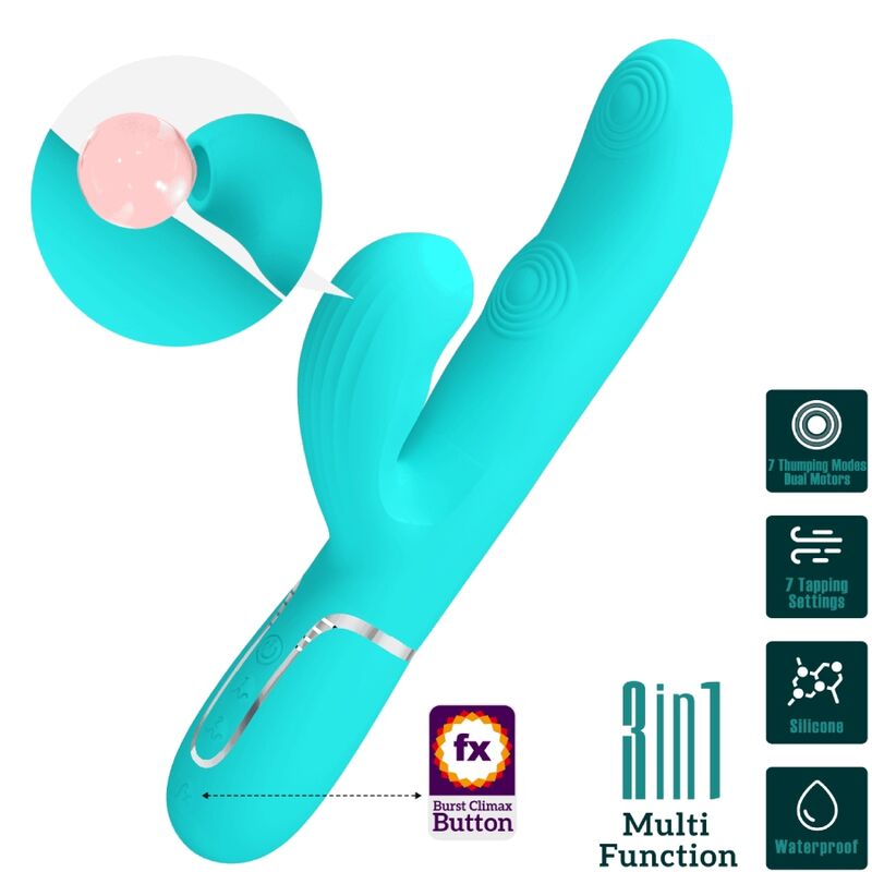 PRETTY LOVE - VIBROMASSEUR 3-EN-1 MULTIFONCTION POINT G PERLITA VERT AQUEUX
