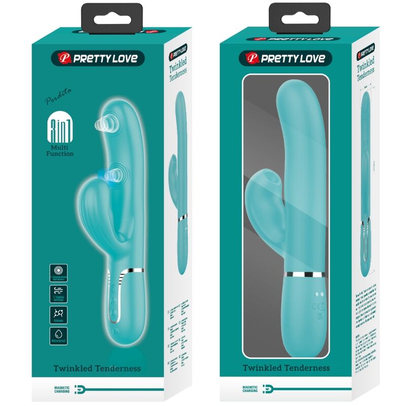 PRETTY LOVE - VIBROMASSEUR 3-EN-1 MULTIFONCTION POINT G PERLITA VERT AQUEUX