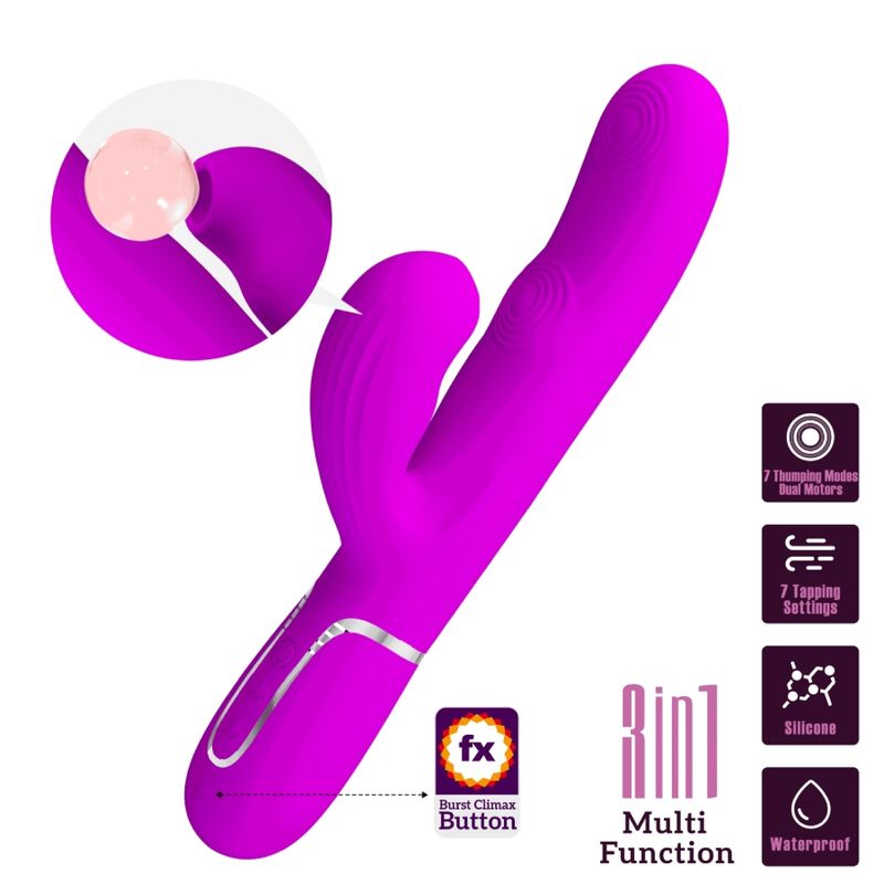 PRETTY LOVE - VIBROMASSEUR MULTIFONCTIONNEL 3 EN 1 POUR POINT G PERLITA VIOLET