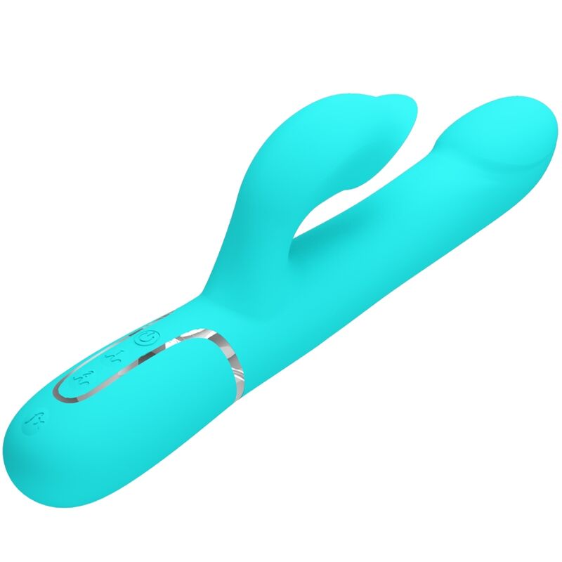 PRETTY LOVE - VIBROMASSEUR LAPIN PEARLS AQUA GREEN