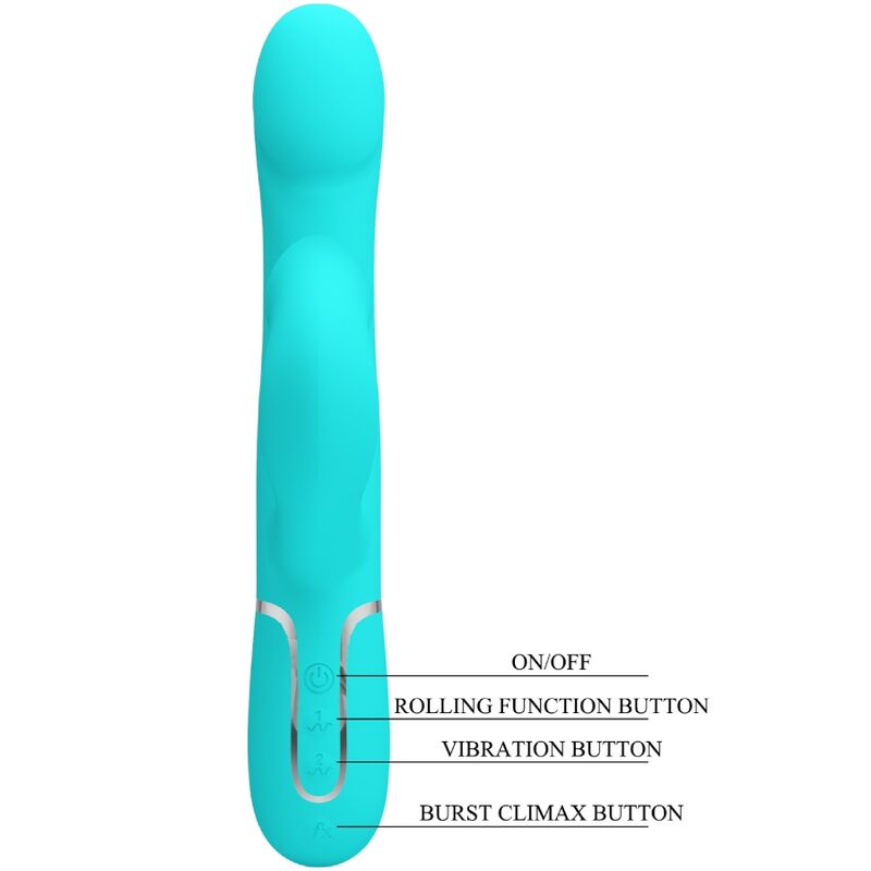PRETTY LOVE - VIBROMASSEUR LAPIN PEARLS AQUA GREEN