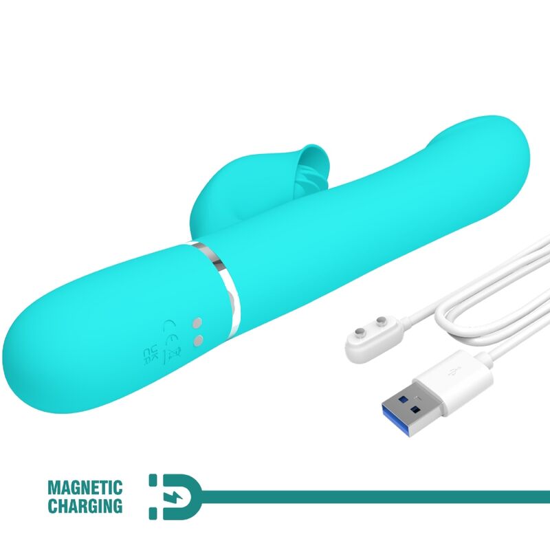 PRETTY LOVE - VIBROMASSEUR LAPIN PEARLS AQUA GREEN