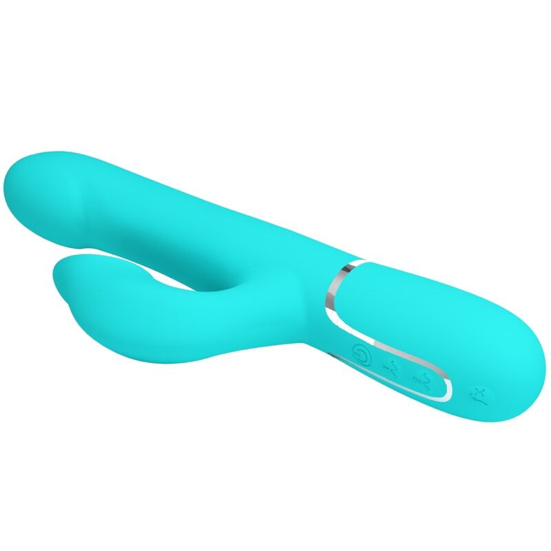 PRETTY LOVE - VIBROMASSEUR LAPIN PEARLS AQUA GREEN