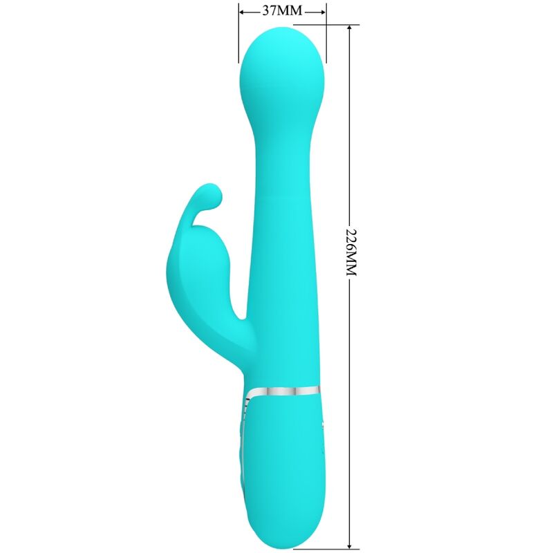 PRETTY LOVE - VIBROMASSEUR LAPIN DEJON MULTIFONCTION 3 EN 1 VERT D'EAU