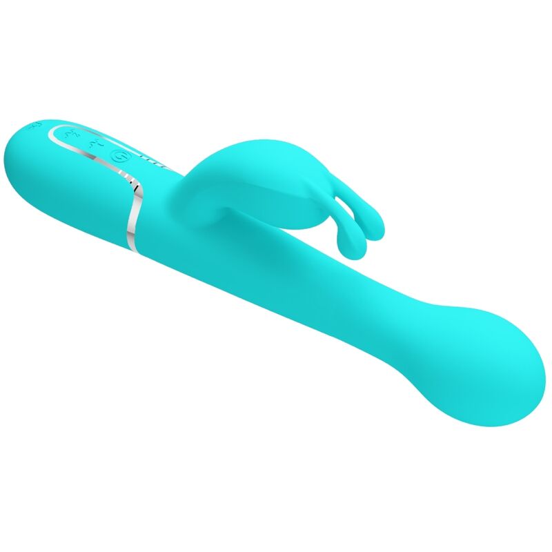 PRETTY LOVE - VIBROMASSEUR LAPIN DEJON MULTIFONCTION 3 EN 1 VERT D'EAU