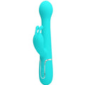 PRETTY LOVE - VIBROMASSEUR LAPIN DEJON MULTIFONCTION 3 EN 1 VERT D'EAU