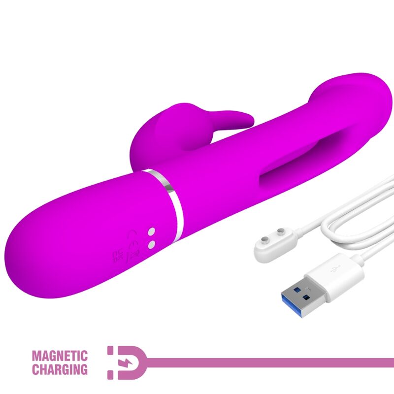 PRETTY LOVE - VIBROMASSEUR LAPIN DEJON MULTIFONCTION 3 EN 1 FUCHSIA