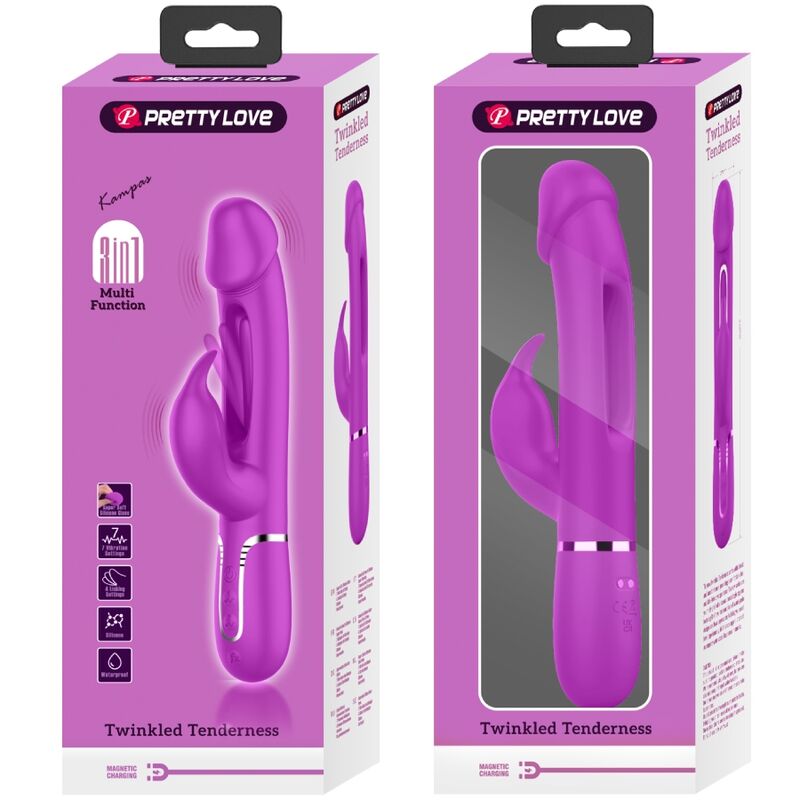 PRETTY LOVE - VIBROMASSEUR LAPIN DEJON MULTIFONCTION 3 EN 1 FUCHSIA