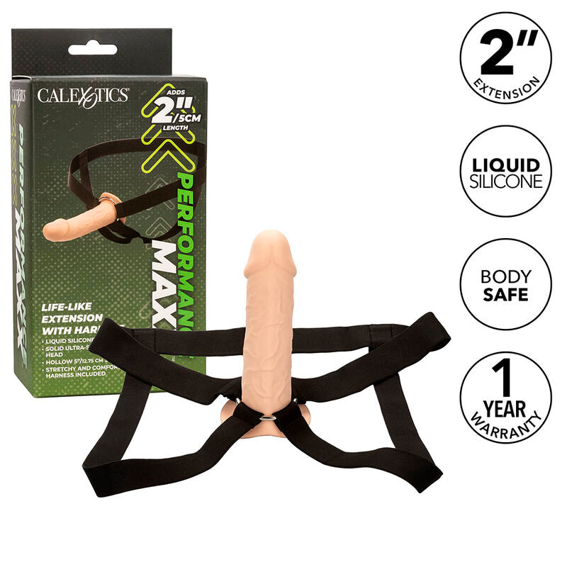 CALEXOTICS - RALLONGE RÉALISTE PERFORMANCE MAXX AVEC SANGLE, PEAU CLAIRE
