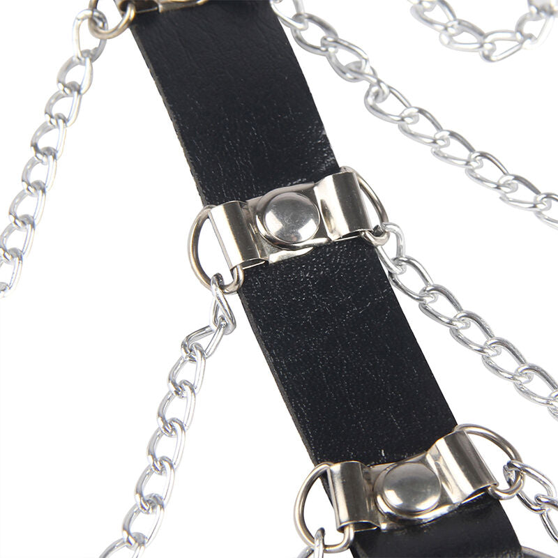 SUBBLIME - HARNAIS DE POITRINE EN CUIR AVEC CHAÎNETTES NOIR TAILLE UNIQUE