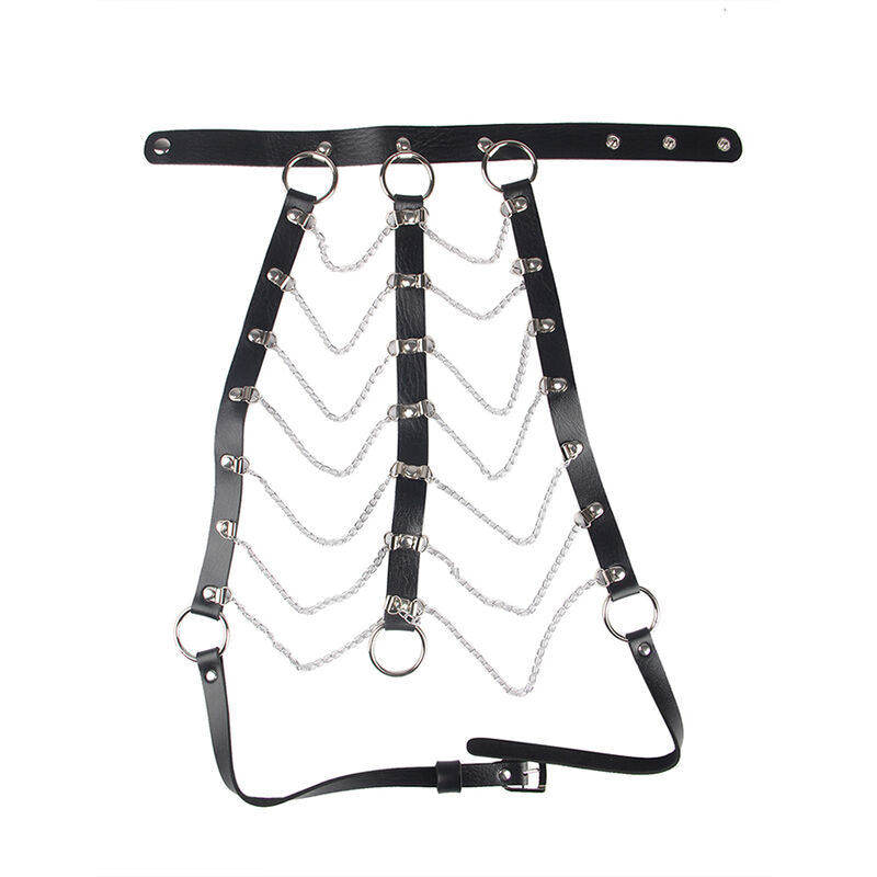 SUBBLIME - HARNAIS DE POITRINE EN CUIR AVEC CHAÎNETTES NOIR TAILLE UNIQUE