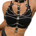 SUBBLIME - HARNAIS DE POITRINE EN CUIR AVEC CHAÎNETTES NOIR TAILLE UNIQUE
