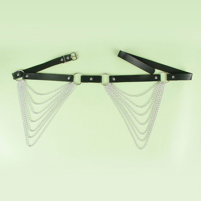 SUBBLIME - CEINTURE-CHAÎNE EN CUIR NOIRE TAILLE UNIQUE